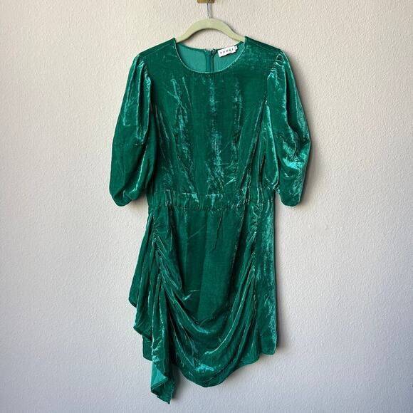 RHODE Pia Green Velvet Draped Mini Dress Size 6 - Picture 2 of 5